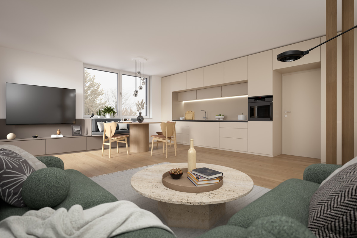 Fotorealistisches 3D-Rendering eines modernen Einfamilienhauses